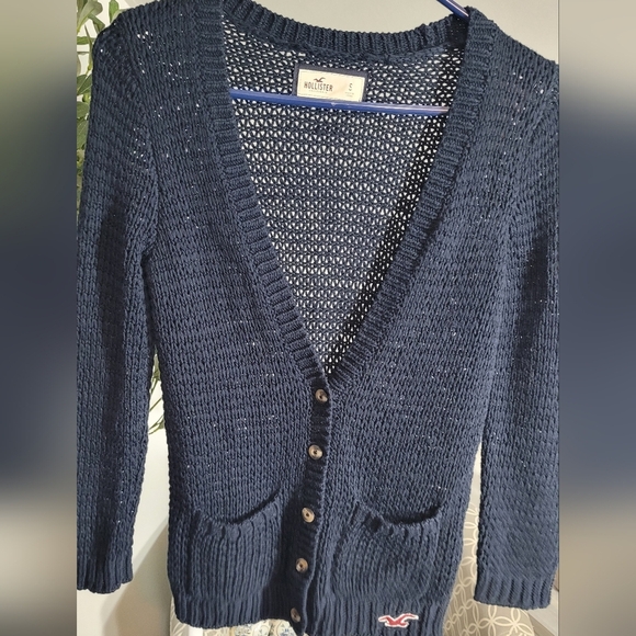 Hollister Knit 5 Button Navy Cardigan Small - Picture 1 of 4